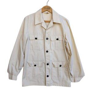 Vintage 70's Safari Explorer Jacket Top Size S M Khaki Warwick Long Sleeve